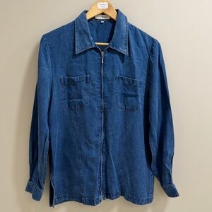 Tendenza Women's Blue Zip-Up Tencel Chambray Shirt Size 38 - US Small - Vintage